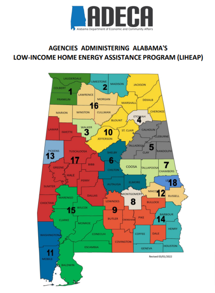 Alabama LIHEAP ADECA Map